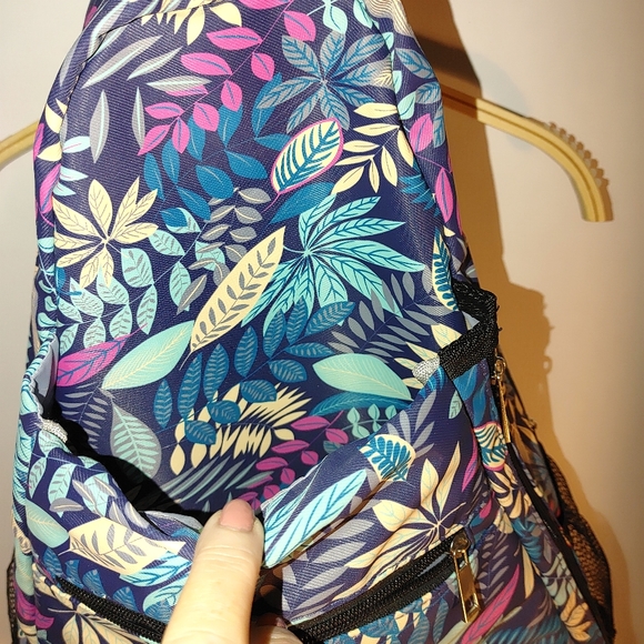 Hawaii Spirit Floral Design Canvas Backpack Beach Bag 2 bottle holders - Picture 3 of 16